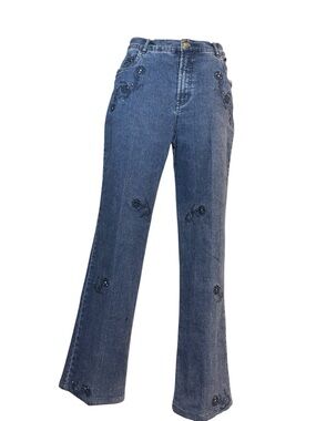 Embellished Dark Blue Flare Jeans